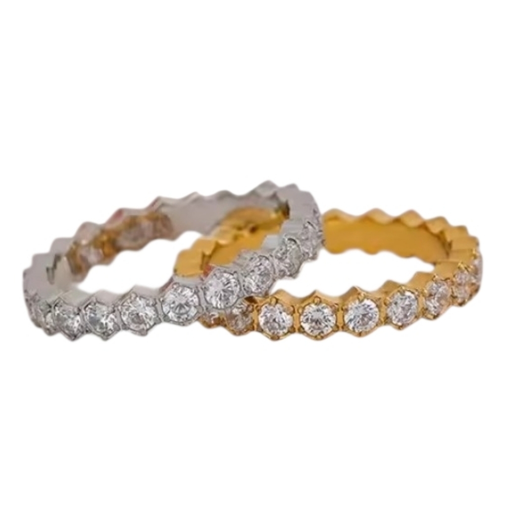 NEW Bezel Mount Stainless Steel Eternity Rings - Multiple Sizes - Picture 6 of 9